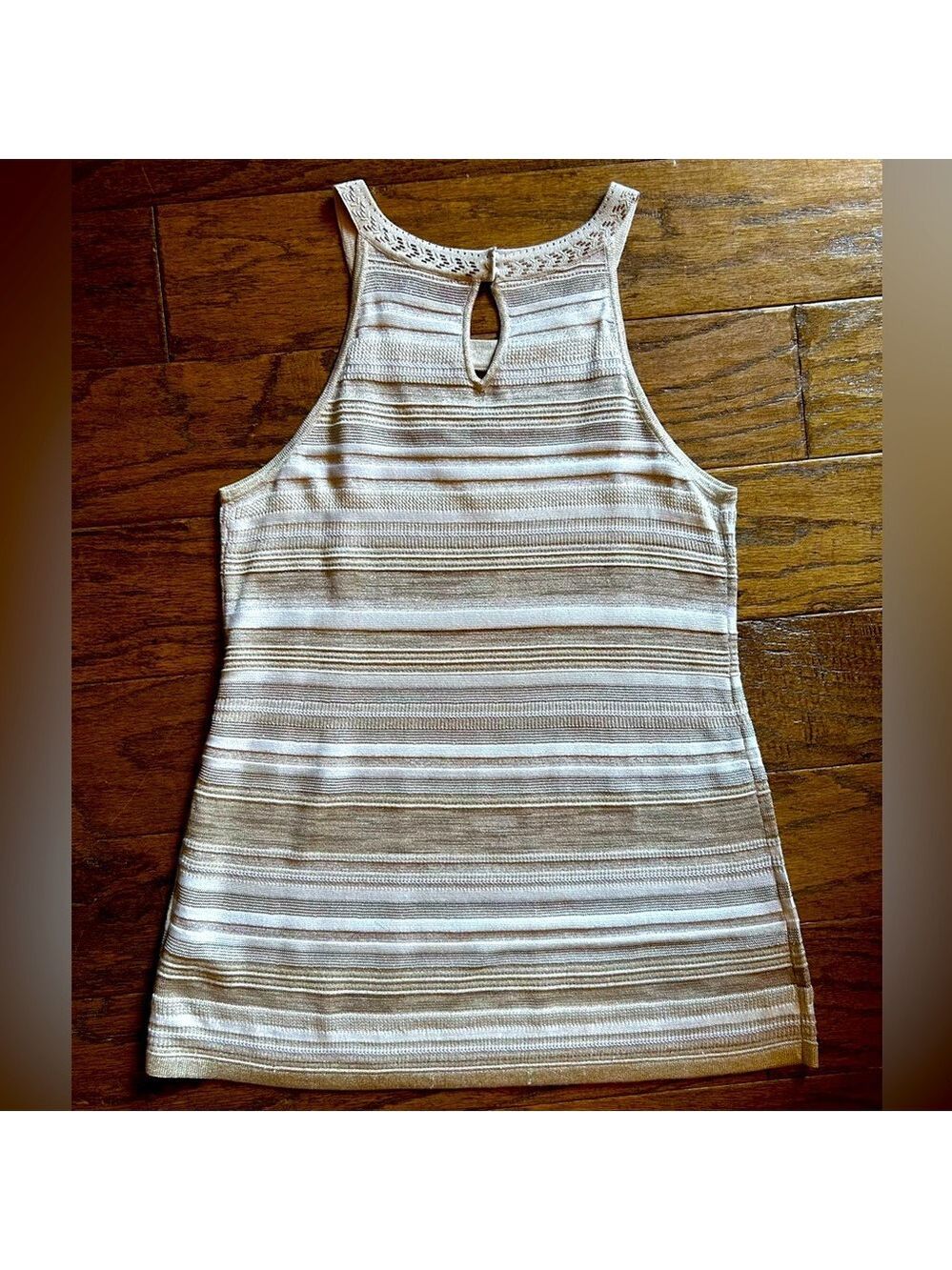 WHITE HOUSE | BLACK MARKET Women’s Embellished Halter Ecru W Pearl Dust. Size M - Picture 4 of 7